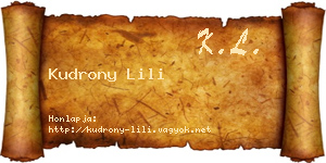 Kudrony Lili névjegykártya